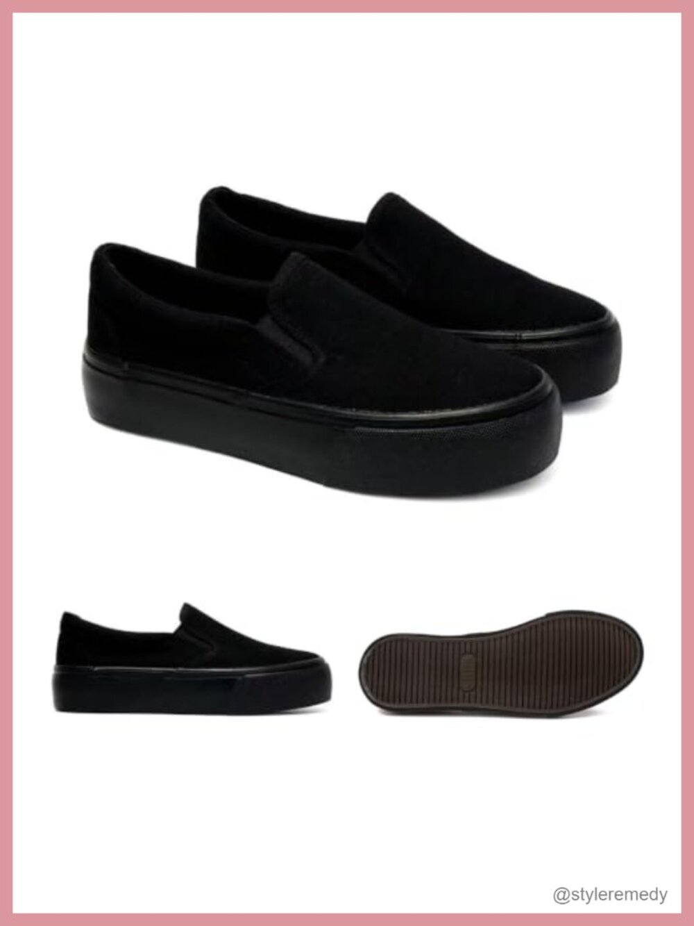 Women's Canvas Slip On Platform Sneakers Low Top Cushioned